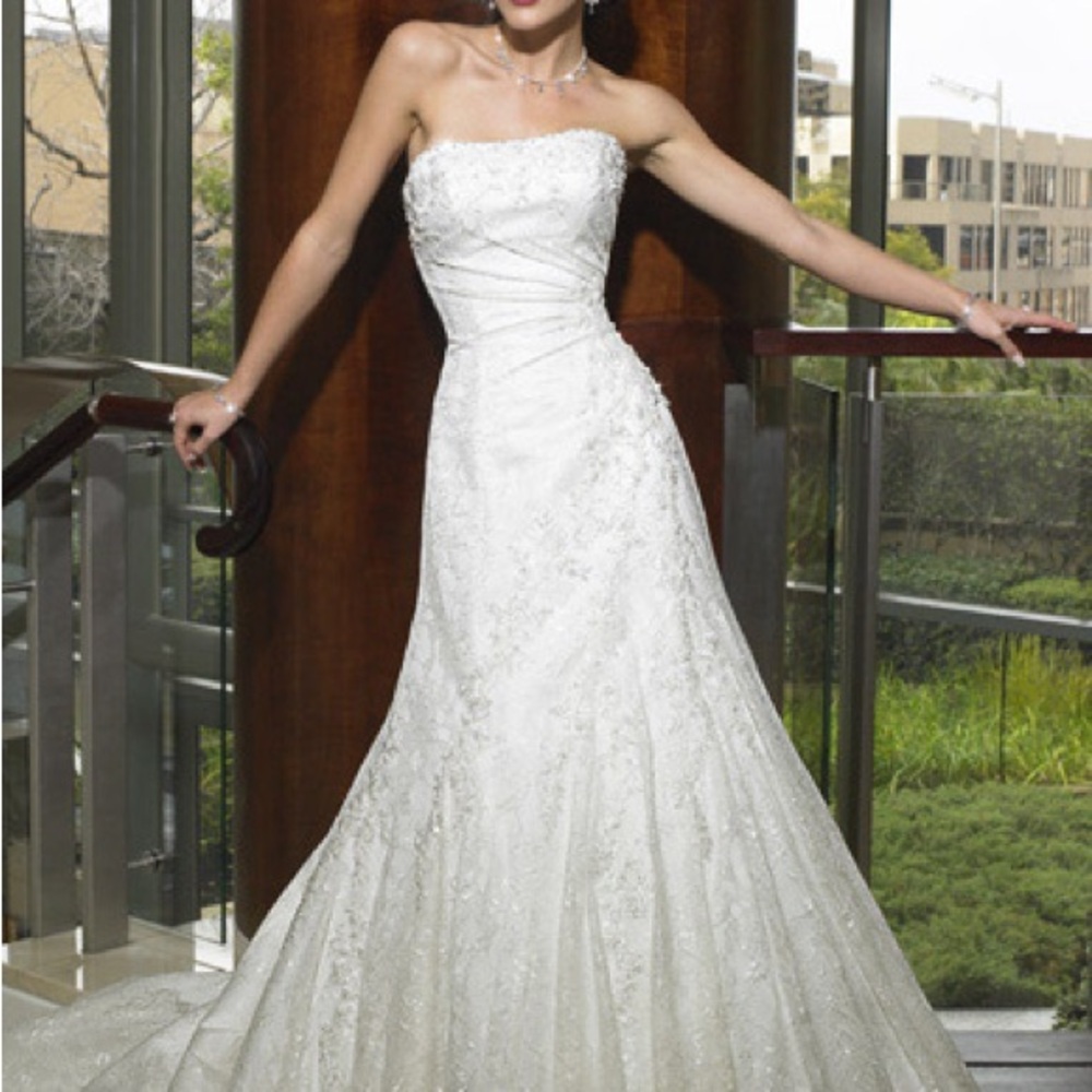 Strapless White Beaded Wedding Gown